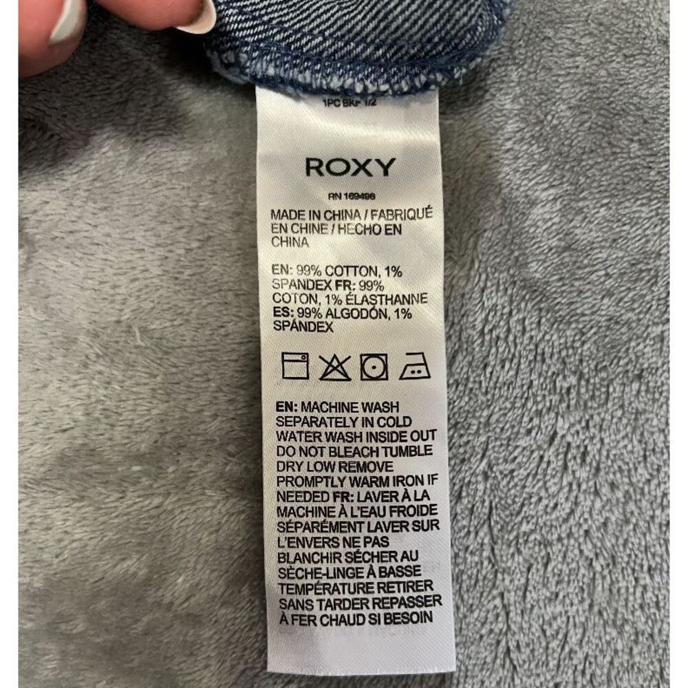Women's Roxy Blue Denim Elastic-Waist Jean Shorts with Drawstring Sz XS NWT - Picture 10 of 10